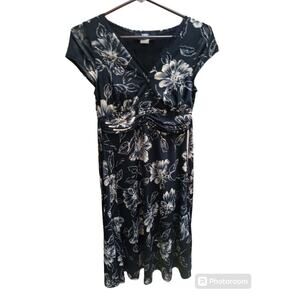 Vintage B Moss Y2K Black Floral Dress Size S